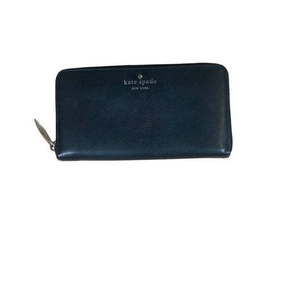 Kate Spade New York Bifold Black Leather Zip Around Wallet - Picture 1 of 9